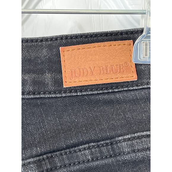 JUDY BLUE Black Distressed Knee Slim Fit Jeans - Picture 6 of 7